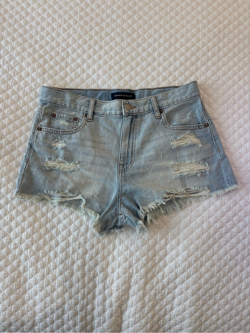 Aeropostale Light Blue Distressed Denim Shorts